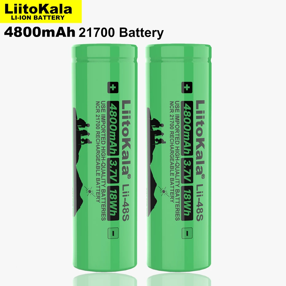 LiitoKala Lii-48S 3.7V 21700 4800mAh li-lon battery 9.6A power 2C Rate Discharge ternary lithium batteries DIY Electric bicycle