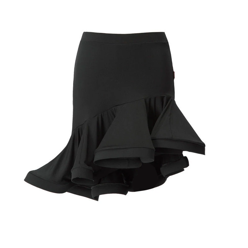 Ruffle Fashion Latin Salsa Tango ChaCha Rumba Mini Skirt 2024 Women Square Ballroom Black Red Flare Dance Skirts Womens Skirts