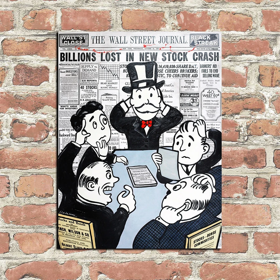 HD Print Alec Monopoly Oil Painting Home Decor Wall Art on Canvas Wall Street Panic Billions Canvas Printings Canvas Painting