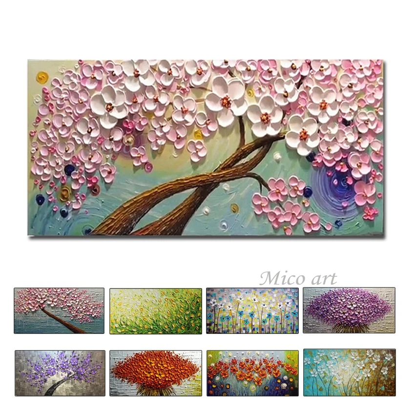 

100% Handpainted Oil Painting On Canvas New Handmade Knife Flower Oil Painting Wall Art Picture Home Decoration For Living Room