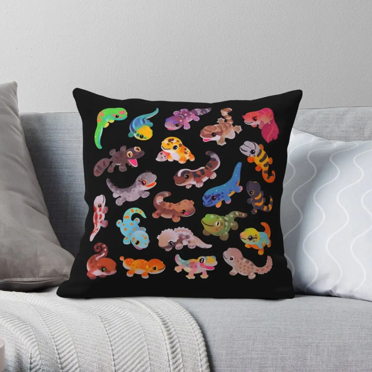 Animal Gecko Colletion Square Pillowcase Polyester Linen Velvet Creative Zip Decor Pillow Case Sofa Seater Cushion Cover