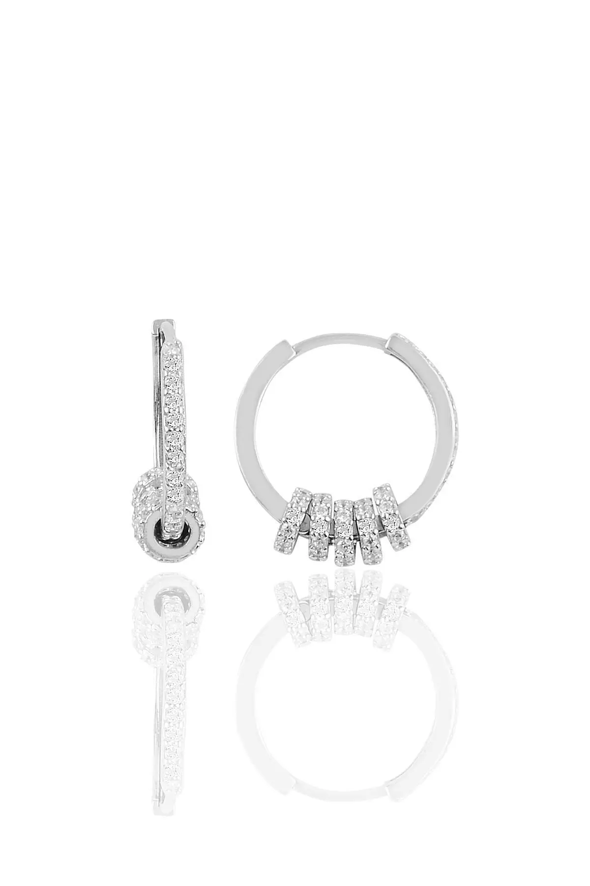 Silver Zircon Stone Ancl Ring Earring, Women 'S Accessories, Women 'S Earrings, Earrings, Jewelry, Women Jewelry