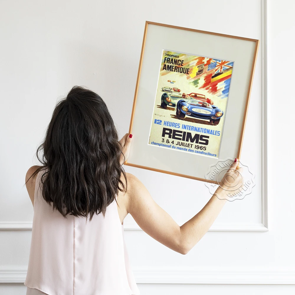 Reims 12 hour International Race Retro Poster, France Amerique Trophee Vintage Prints, World Racing Championships Wall Stickers