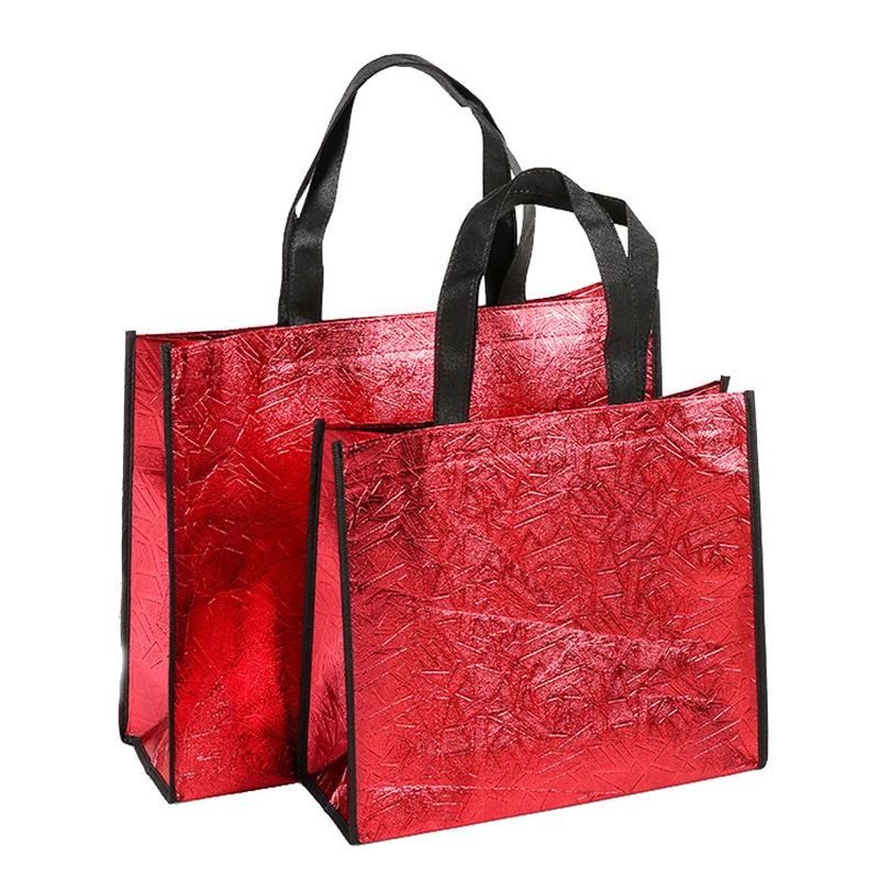 Foldable Laser Shopping Bag Reusable Eco Tote Waterproof Fabric Non-woven Bag