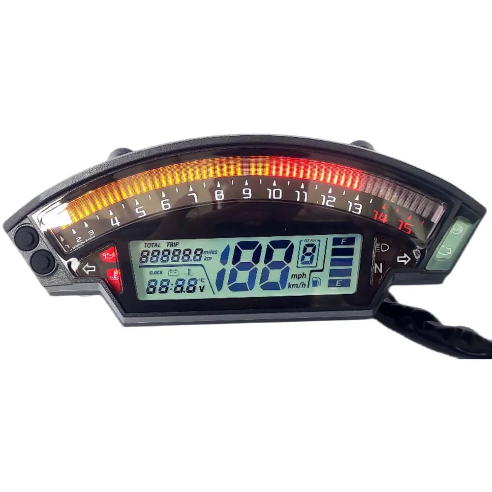 Motorcycle Universal LCD Digital Speeeter 14000RPM 6 Speed 199Km/H for 1,2,4 Cylinder Meter Oeter Tachometer