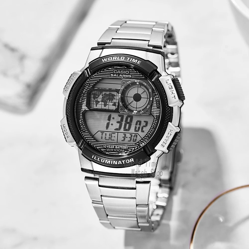 Casio Uhr für Männer 10 Jahre Batterie Uhr Männer führte digitale 100m wasserdichte Quarz Sport Militär Männer Uhr Uhr Relogio AE-1000W