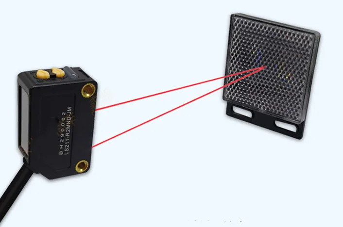 LS211-R2MND Trong Suốt Đối Tượng Phát Hiện Công Tắc Cảm Biến Gương Phản Xạ Ánh Sáng Đỏ Có Thể Phát Hiện Trong Suốt Bộ Phim Kính Cốc Nhựa