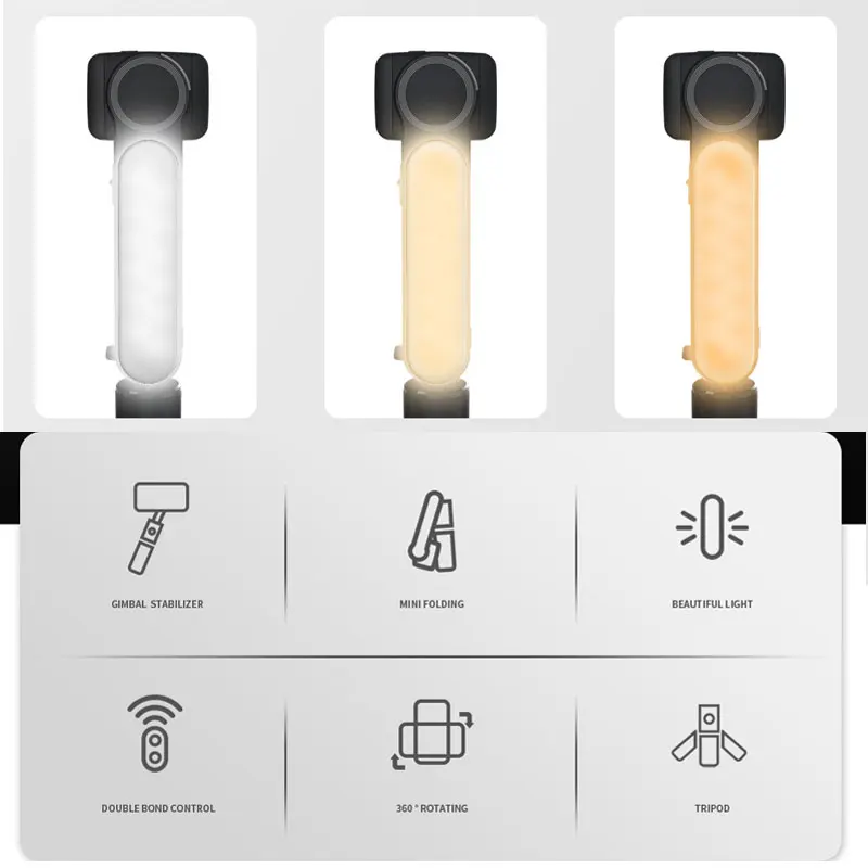 FANGTUOSI سماعة لاسلكية تعمل بالبلوتوث يده مثبت أفقي عصا تصوير سيلفي للهاتف المحمول ترايبود مع ملء ضوء مصراع ل IOS أندرويد