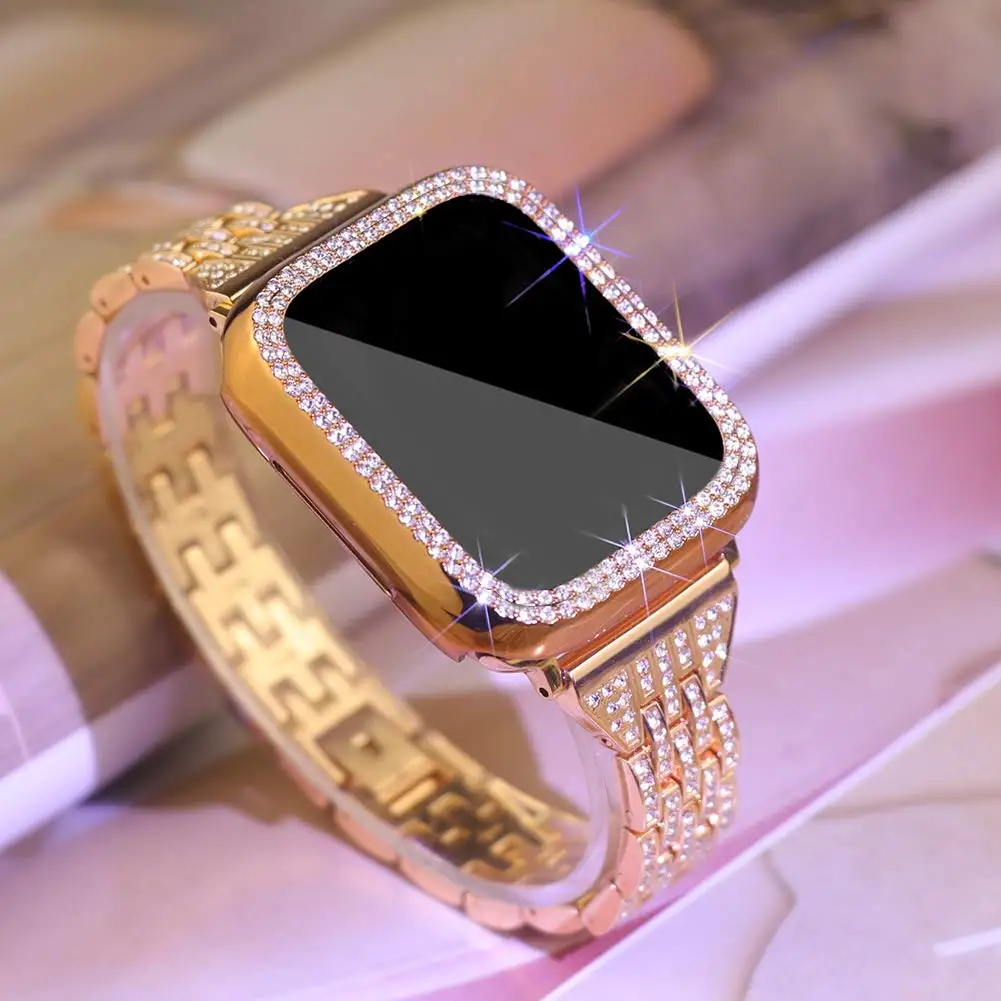 Case+Diamond strap for Apple watch band 40mm 41mm 38mm 45mm 44mm 42mm 38mm Metal watchband iWatch Serie 3 4 5 6 se 7 bracelet