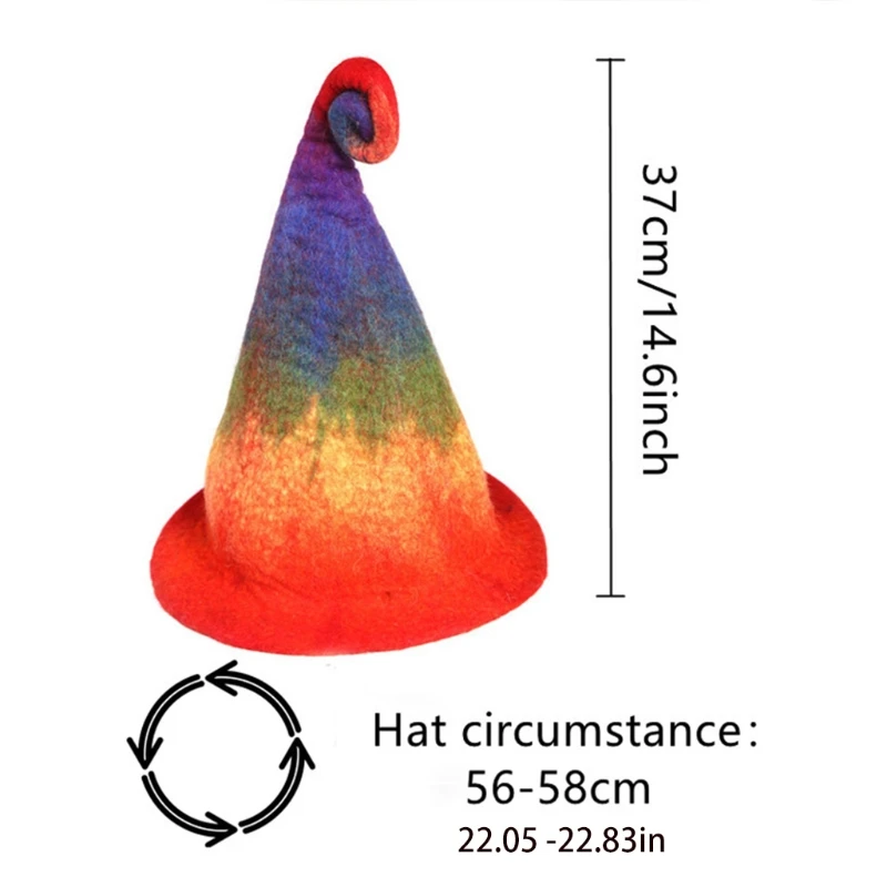 Fashion Hat Rainbow Wizard Hat Halloween Popular Creative Props Gifts Witches Costume Hat Autumn and Winter S17 21