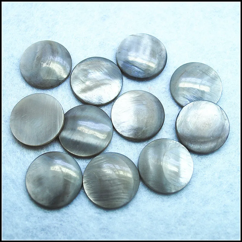 Itens de mosaico de água doce para DIY, grânulos cinzentos Shell, sem furo, forma redonda, tamanho solto, 20mm, 20pcs