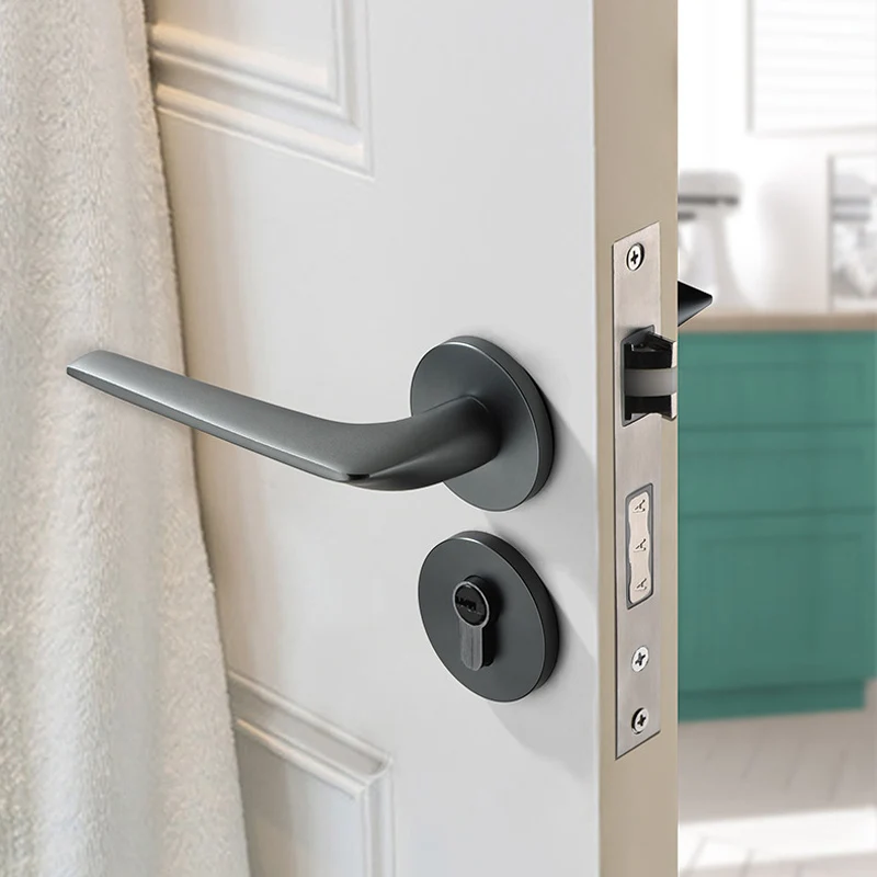 

House Interior Indoor Bedroom Split Door Handle Magnetic Mute Door Lock Body Cylinder Household Knobs For Room Hardware