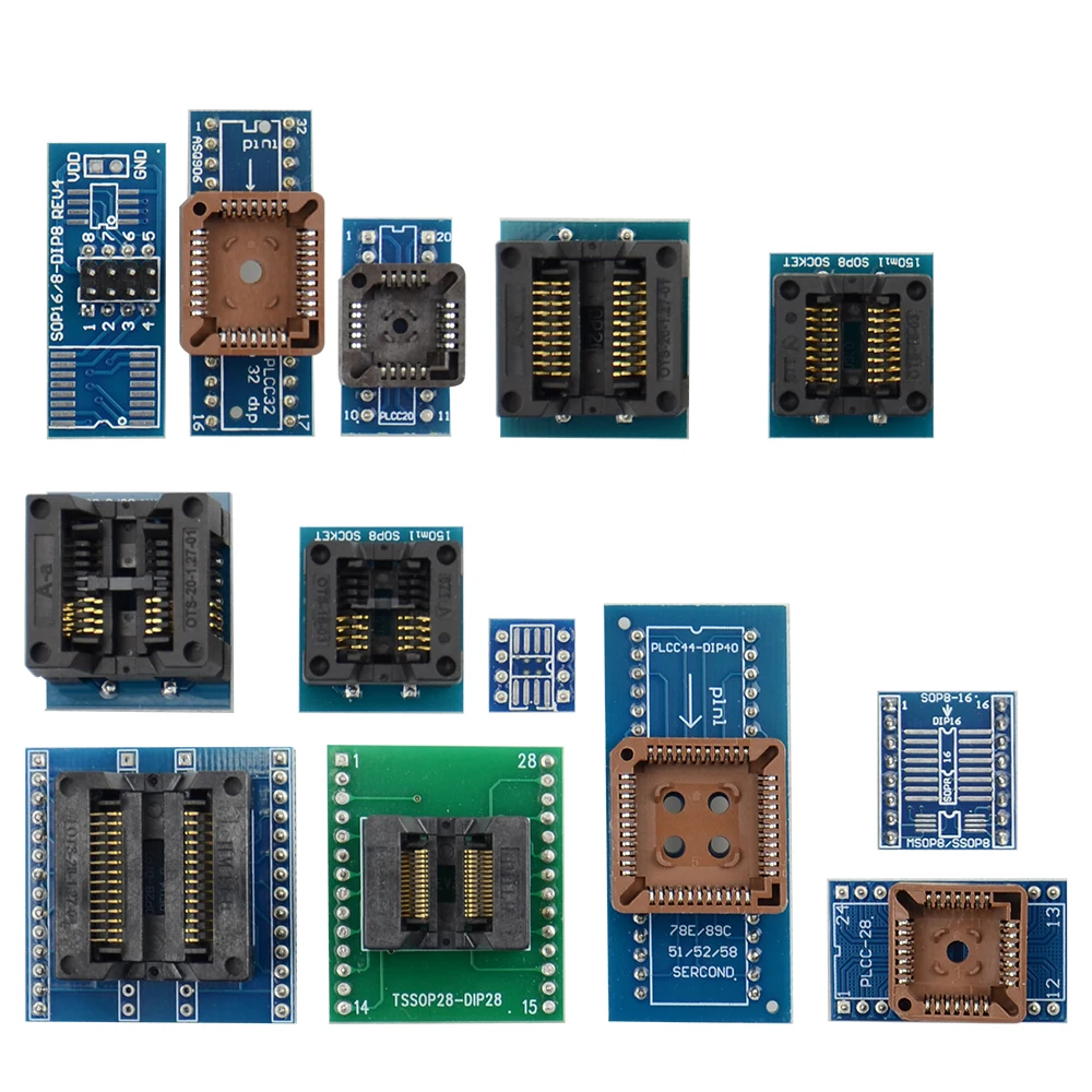 13 PCS Universal Adapter Socket+ IC Extractor for Programmer TL866A TL866CS G540 Programming Calculator