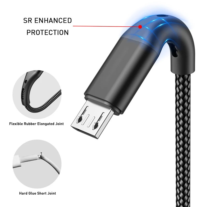 Lovebay 0.5m/1m/2m/3m USB C Cable Micro Type C Cable For iPhone 11 12 13 Samsung Huawei Universal Fast Charging Data USB Cables