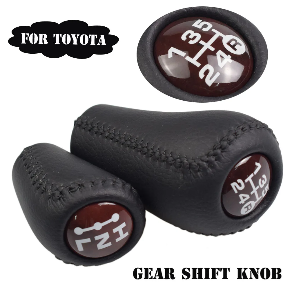 Real Leather For Toyota Prado LC120 Land Cruiser Prado 2003-2009 Car 5 Speed MT Gear Shift Knob Transmission+Transfer Gear Shift