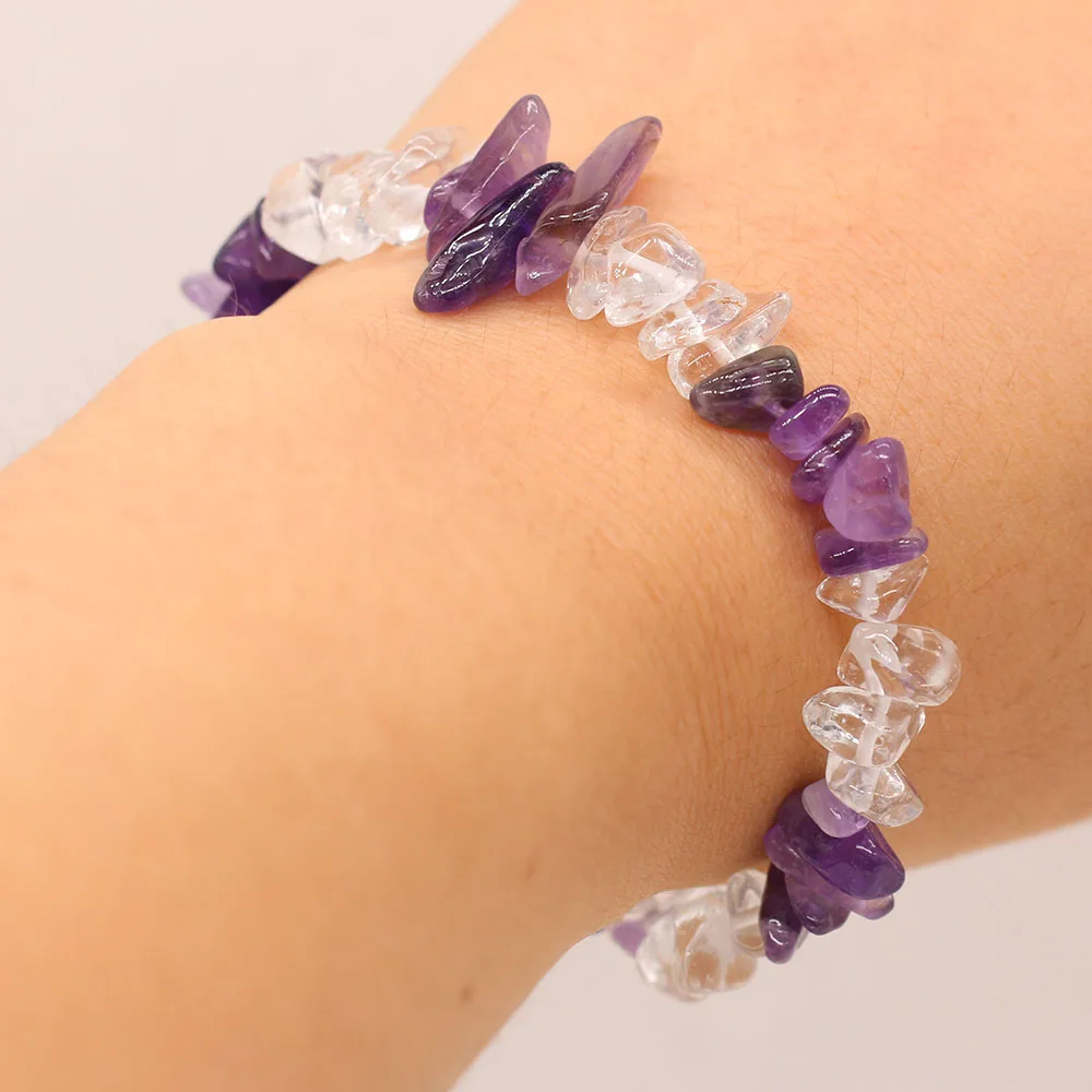 Natural Amethyst Bracelet Irregural Shape Natural Agates Stone Gravel Bracelet for Women Jewerly Party Gift Length 18cm