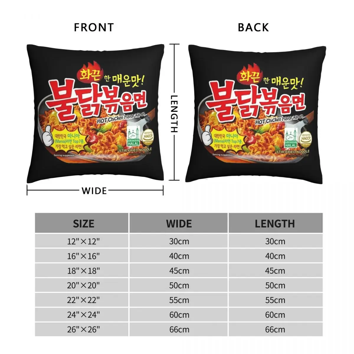 Samyang Spicy Noodles Square Pillowcase Polyester Linen Velvet Printed Zip Decor Pillow Case Sofa Seater Cushion Cover 18\