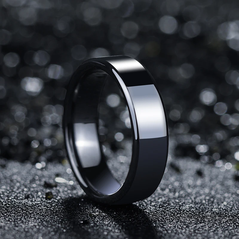 Hot Selling 4mm/6mm Width Black Hi-Tech Ceramic Rings for Man's Fashion Jewelry Scratch Proof Comfort Fit US Size 5-12