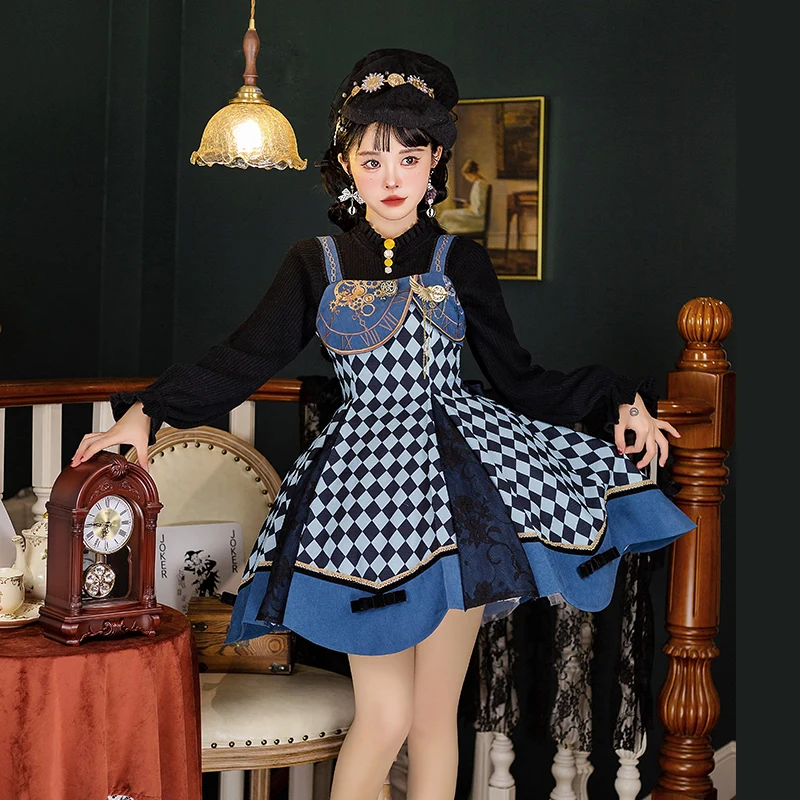 Sweet Princess Daily Lolita Dress Vintage Retro stampa ricamata a vita alta Lolita Cosplay Kawaii Girl Lolita Jsk Loli