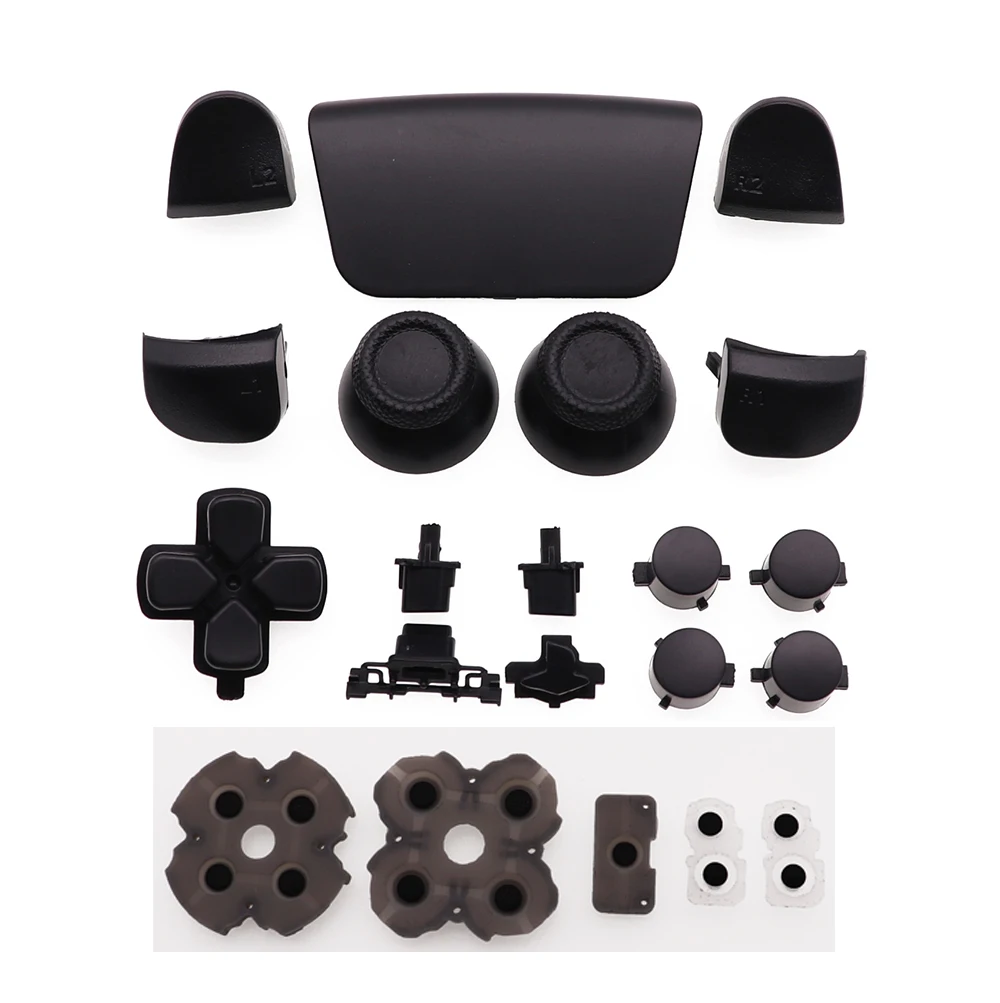 Полный набор кнопок L1 R1 L2 R2 триггер D-pad для контроллера PS5 стики для большого пальца крышка джойстика Проводящая резина