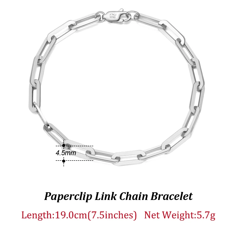 ORSA JUWELEN Gold Überzog Genuine 925 Sterling Silber Paperclip Link Kette Armband für Frauen Männer 7, 8, 9 zoll Armband SB109
