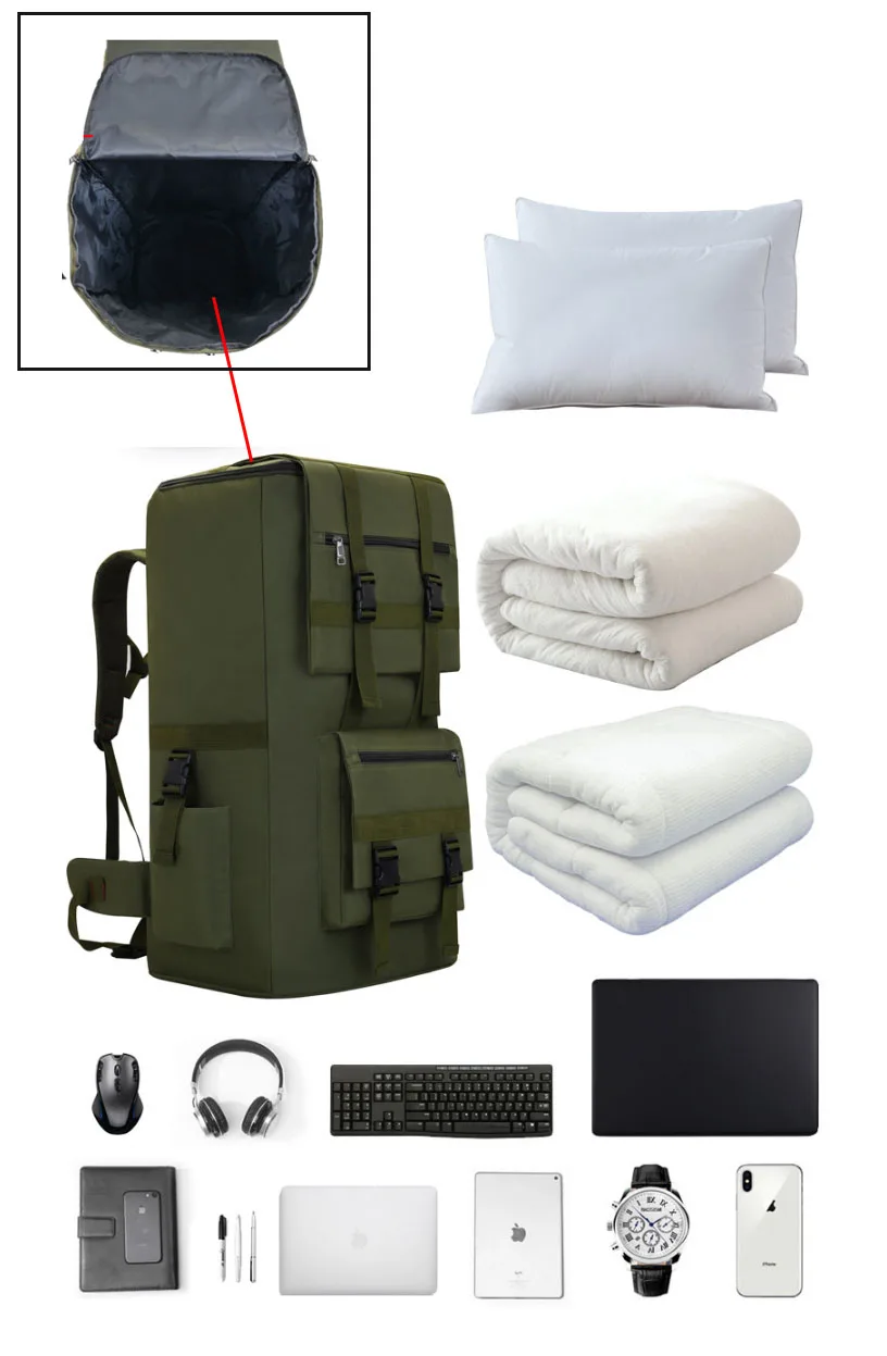 120L Männer Wandern Tasche Camping Rucksack Große Outdoor Klettern Trekking Reise Taktische Taschen Gepäck Tasche Schulter – Detail 6