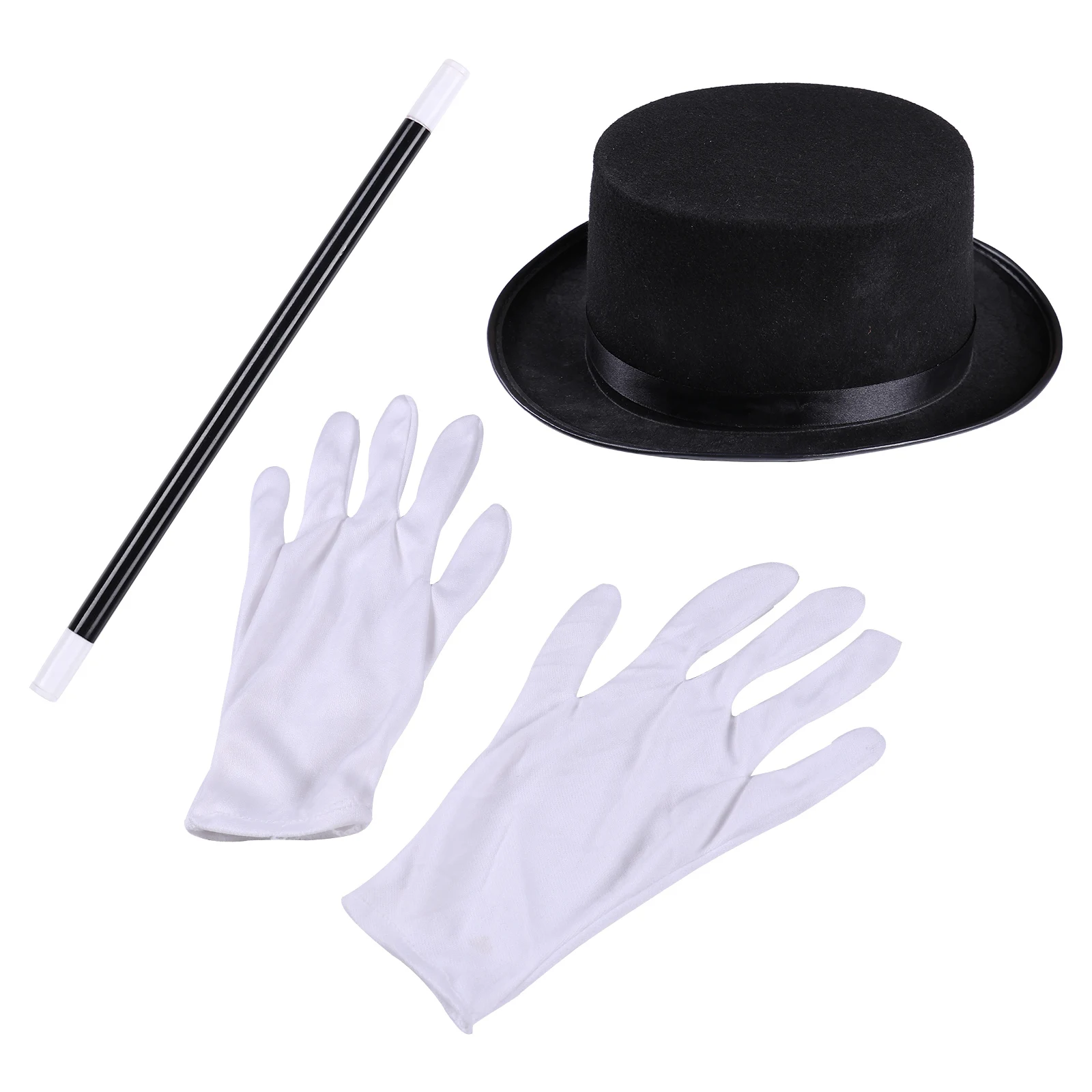 Kids Magician Role Play Cosplay Costumes Outfit Set Halloween Magician Dress Up Top Hat Magic Cape Magic Wand White Gloves