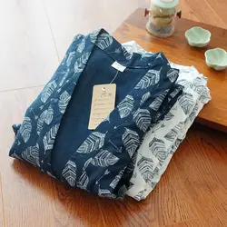 Albornoz Kimono japonés para amantes de Yukata, ropa de dormir informal, Camisón de algodón, cárdigan suelto estampado, camisón suave para el hogar