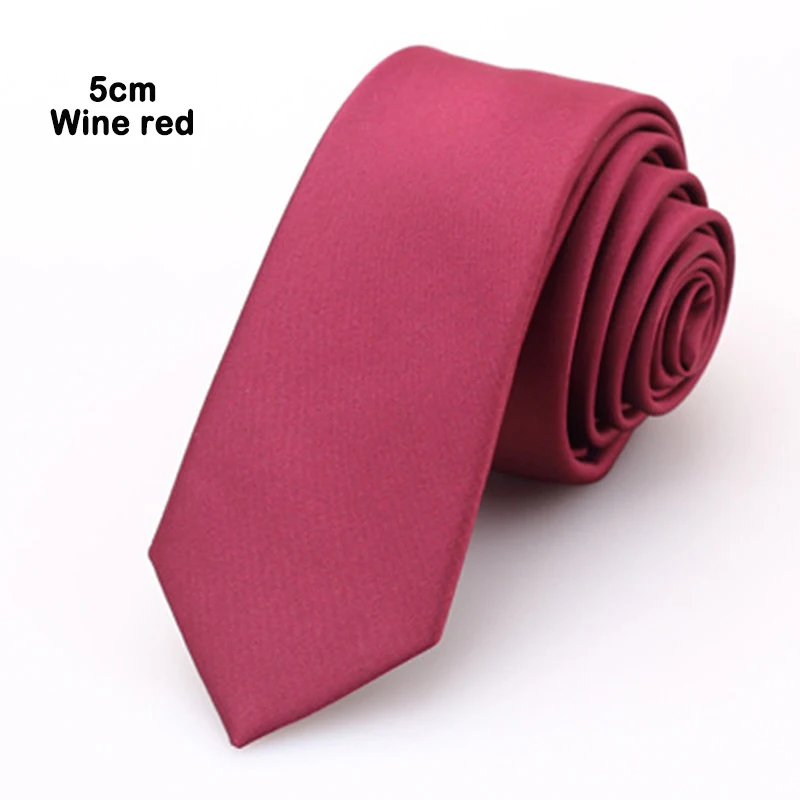 Ricnais Classic Black Red Slim 5cm Solid Ties For Men Skinny Necktie Mens Fashion Casual Neck Tie For Business Wedding Gift