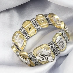 RechicGu Guardian Angel Inspirational Cross Christian Bracelet Religion Charm Bangle Bridal Vintage Gift Women Men Jewelry