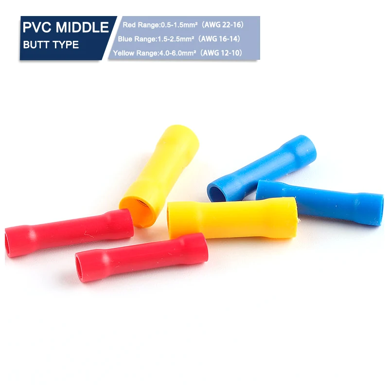 

50 шт./лот BV1.25 BV2 BV5.5 Ассорти изолированный прямой кабель стыковой соединитель электрические обжимные клеммы соединители набор