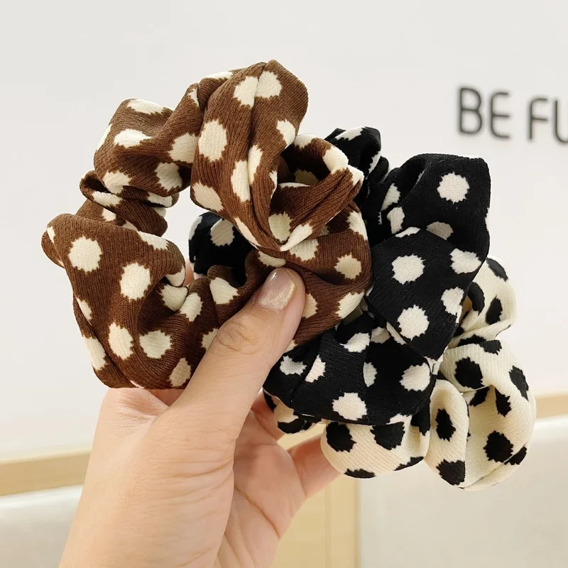 Vintage Leopard Scrunchies Zebra Pattern Hair Rope Women Girls Dot Hair Ties Ponytail Holder Elastic Hair Band Lady Rubber Band