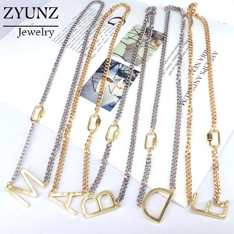 10PCS, Minimalist Letter necklace alphabets chockers curb link chain high quality jewelry necklace