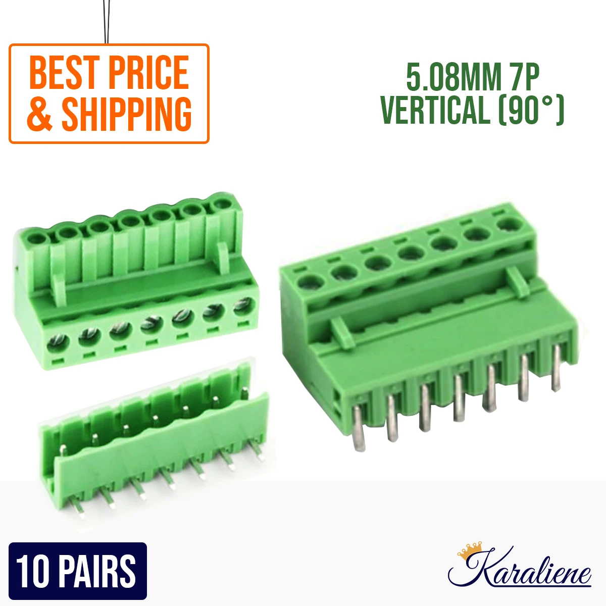 10SETS 2EDG 7 Pin Screw Terminal Block Connector 5.08MM Pitch PLUG + Straight PIN HEADER SOCKET For PCB