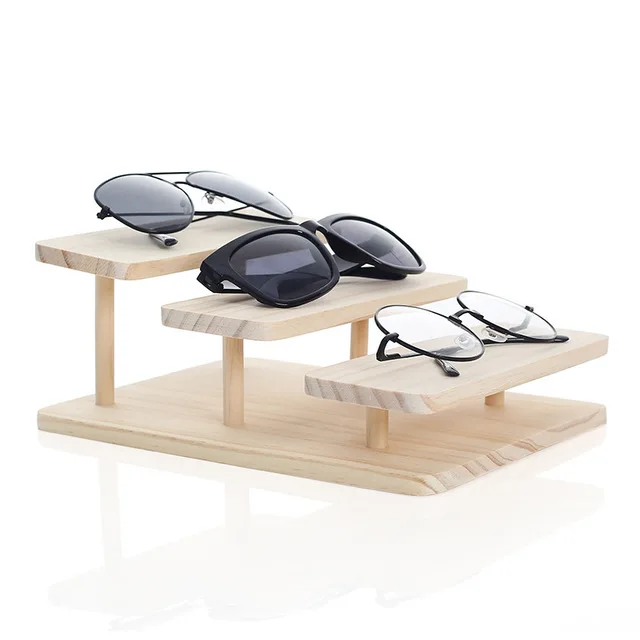 New Arrival Assembleable 2-5 Layers Options Wooden Sunglasses Stand Glasses Display Jewelry Holder Bracelet Watches Show Product