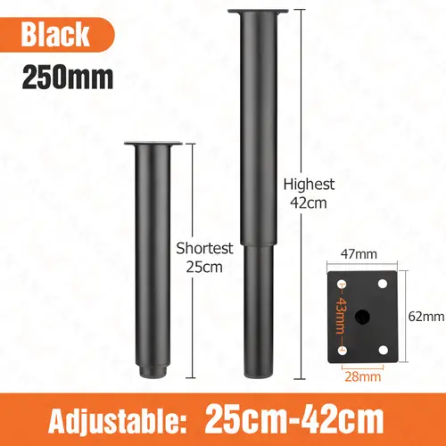 KAK Adjustable Furniture Leg Cold Rolled Steel Black White Table Feet Replacement Cabinet Sofa Metal Foot Furniture Hardware - Image 7