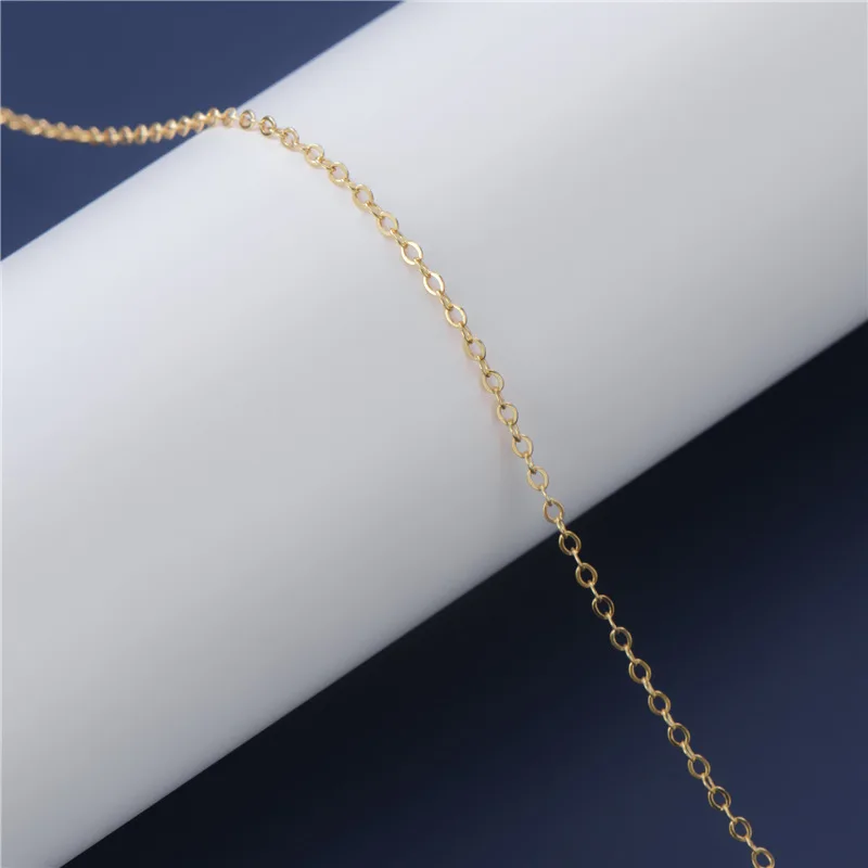 20cm/lot 925 Sterling Silver Single Strand Link Chains Plated Gold Color Long Chain DIY Necklace Bracelet Extension Chains