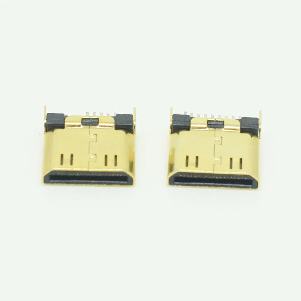 미니 금도금 HDMI SMD 소켓 수 플러그 커넥터, PCB 섀시, 1.6mm, 19 핀, 10 개