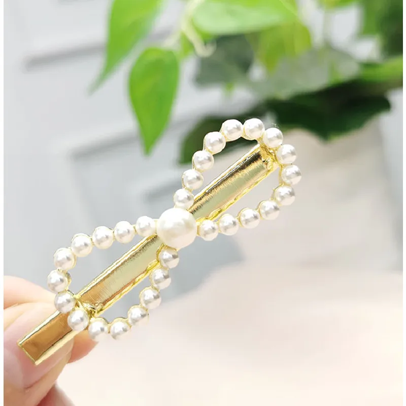 New Natural Freshwater Pearl Hairpin Bow Tie Clip In S Female Wild Bangs Clip