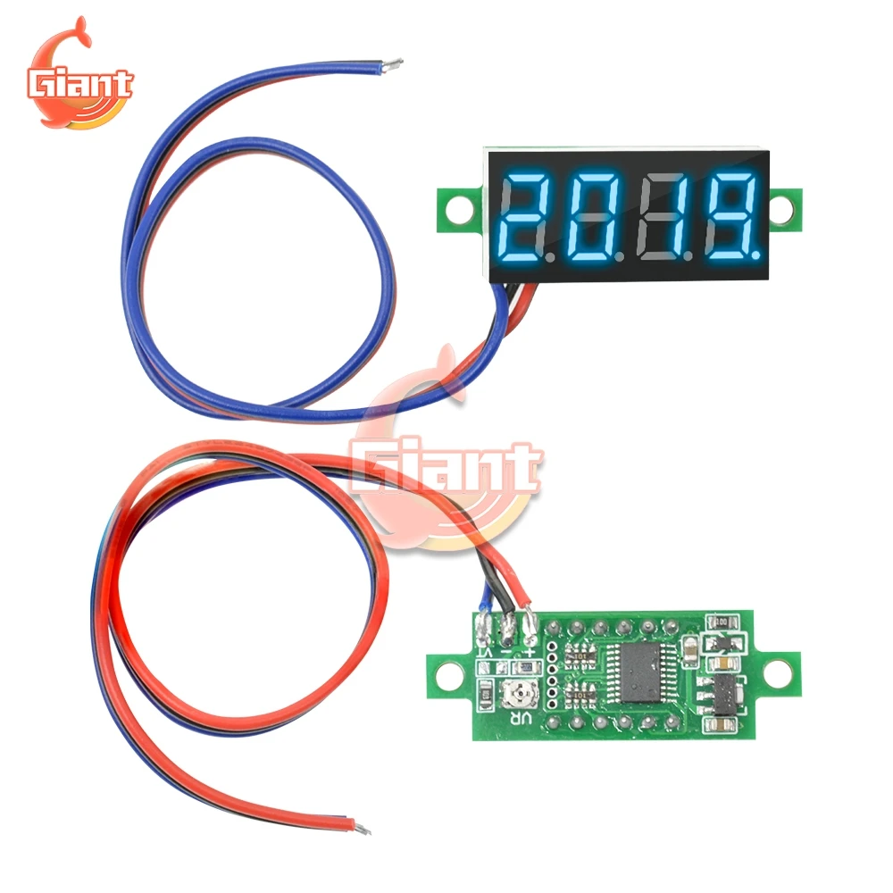 DC 0-100V 0.36 pollici Mini voltmetro digitale Volt voltmetro pannello LED Tester di tensione elettrico calibro 3 fili 12V 24V 48V 4 Bit