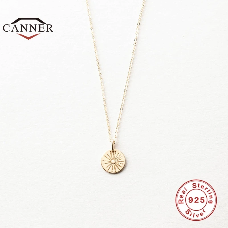 CANNER 925 Sterling Silver Necklace for Women Firework Totem Medallion Pendant Chain Choker Necklaces Fine Jewelry Collares