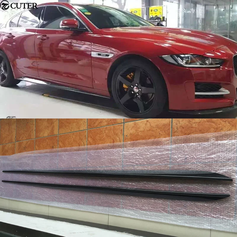 XE Car Styling Carbon Fiber Side Skirts Body Apron Kit for Jaguar XE 2015up