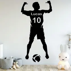 Football Personalized Name & Number Vinyl Wall Decal Poster Wall Art Decor-Kids & Boy Bedroom Soccer Wall Sticker decoration YD4