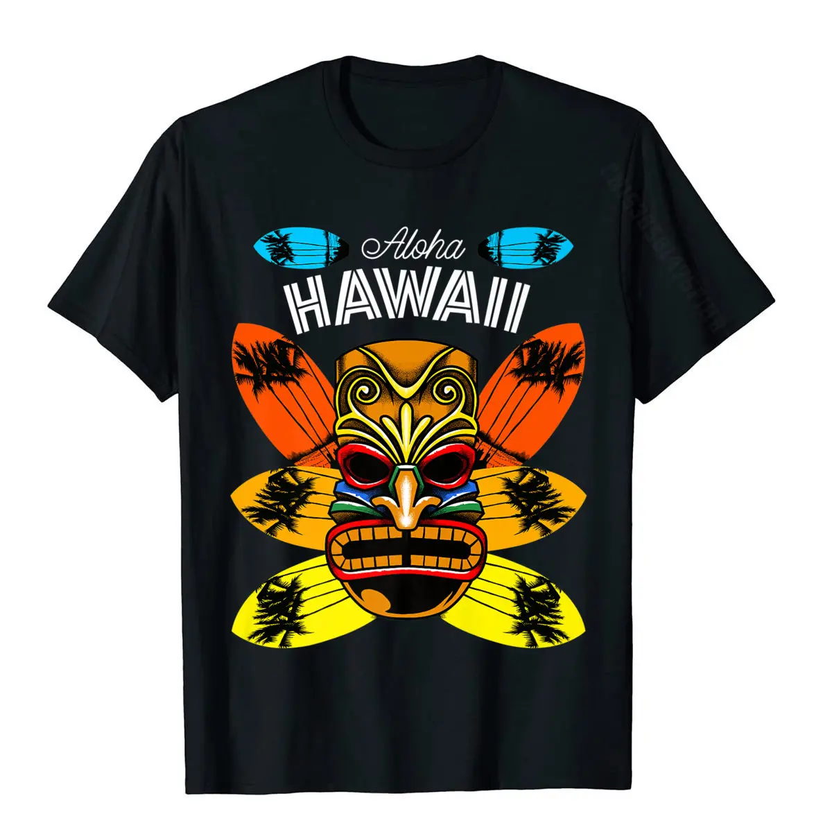 Aloha Hawaii Tiki And Surfboards Funny Luau Vacation Lover Premium T-Shirt T Shirt For Men Design T Shirt Printed Cotton