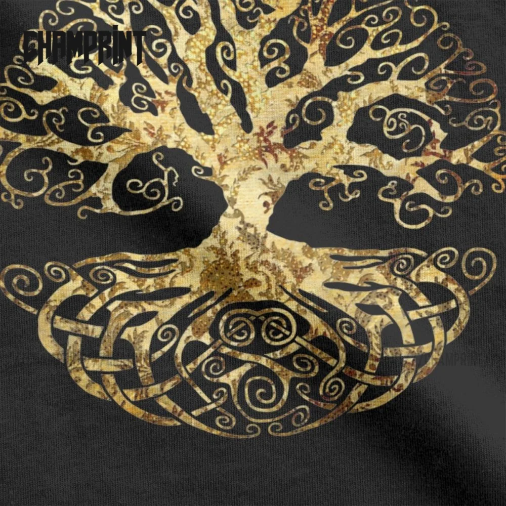 Tree Of Life T-Shirt for Men Forest Nature Budda Symbol Novelty Pure Cotton Tees Round Neck Short Sleeve T Shirts Birthday Gift