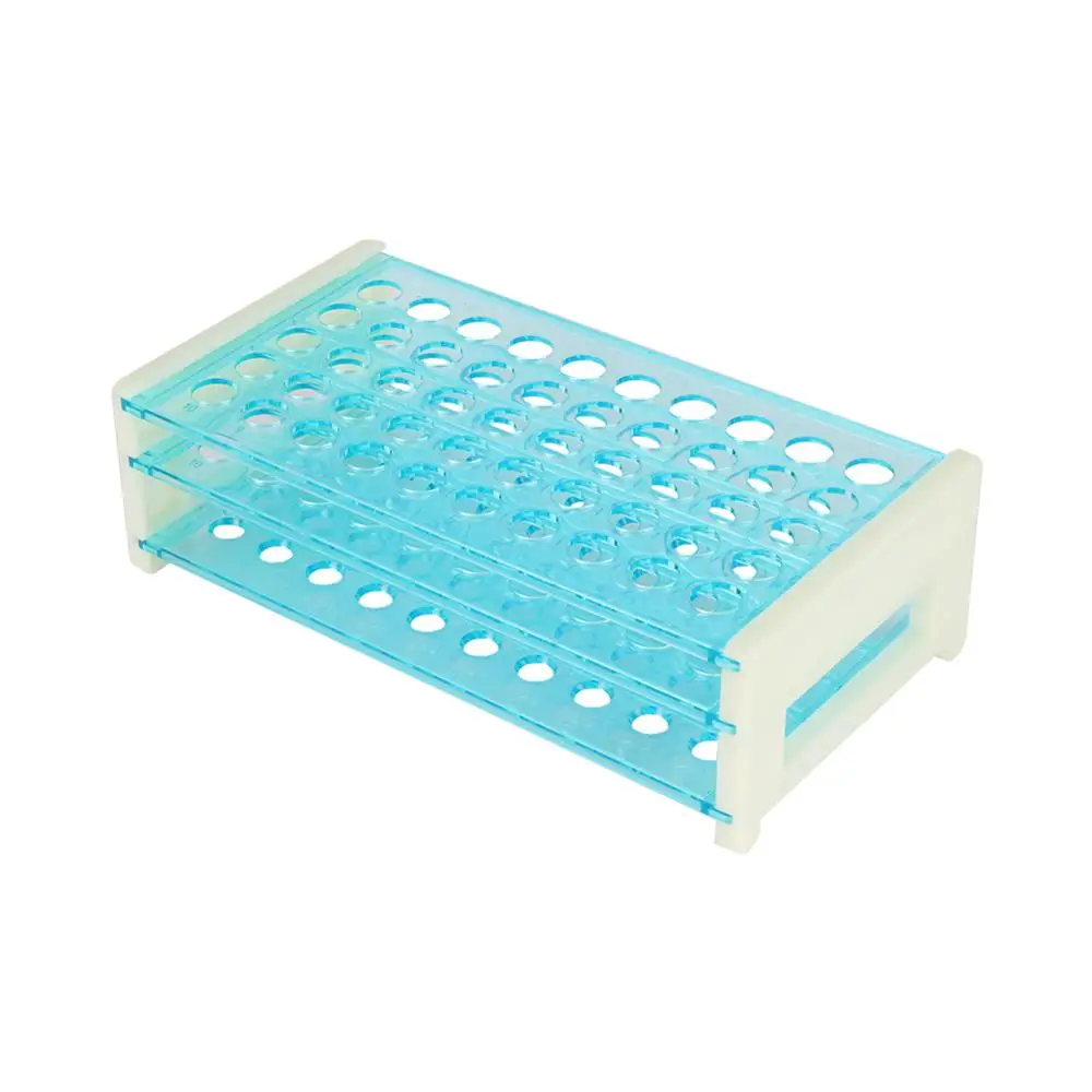 Plastic Test Tube Stand Bracket for 13mm Diameter 50 Holes Positions Plastic Three Deck Test Tube Stand Rack 1 Pc