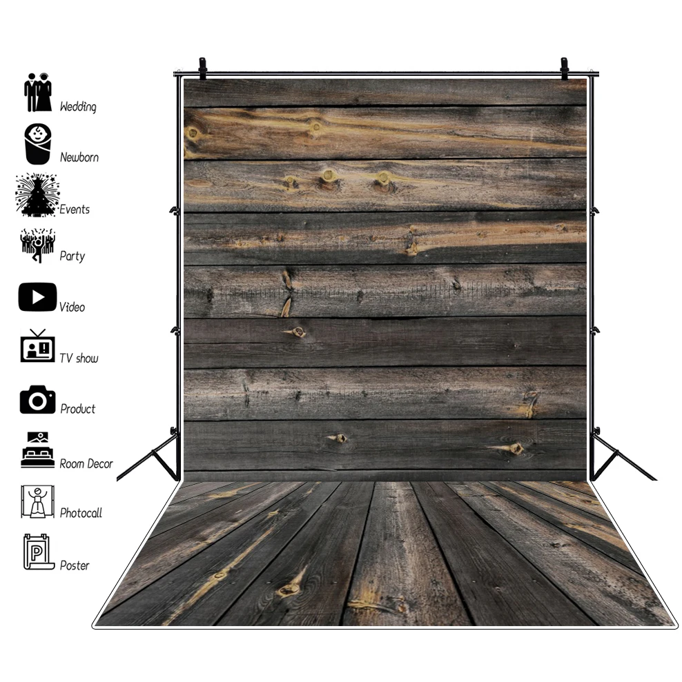 

Laeacco Vinyl Backgrounds Old Dark Wooden Board Planks Texture Floor Baby Child Portrait Photo Backdrops Photocall Photo Studio