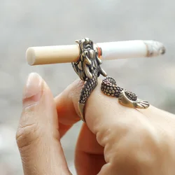 Retro Brass Dragon Cigarette Holder Ring Adjustable Cigarettes Smoking