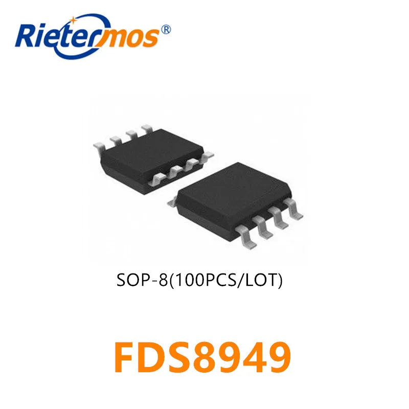 100pcs FDS8949-NL fds8949 sop8 mosfet 40v 6a hergestellt in china