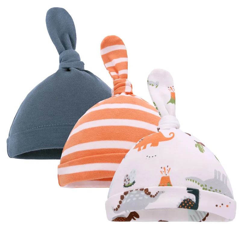 Cute Baby Fetal Cap Cotton Winter Thin Beanie Hat for Newborn Soft Printed Headwear Autumn Animal Headwraps Infants 0-6M